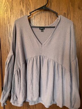 torrid muted lavender waffle V-neck babydoll tunic
